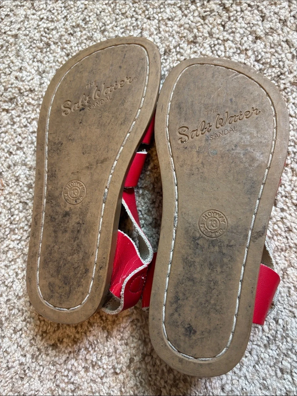 Salt Water Red Strap Sandals Youth Size 13 | summer | bbq | casual | beach